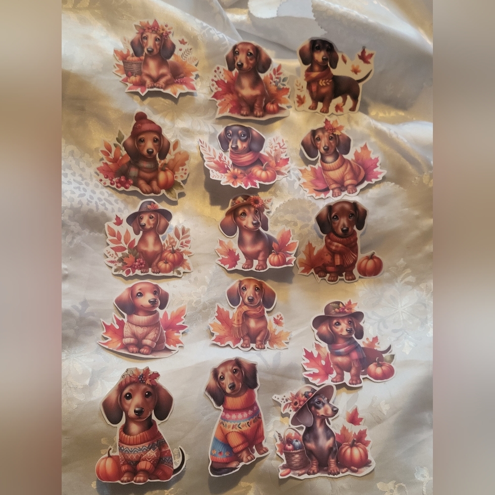 🌲BUY 1 GET 1 FREE 🌲 Dachshund Fall Sticker Pack